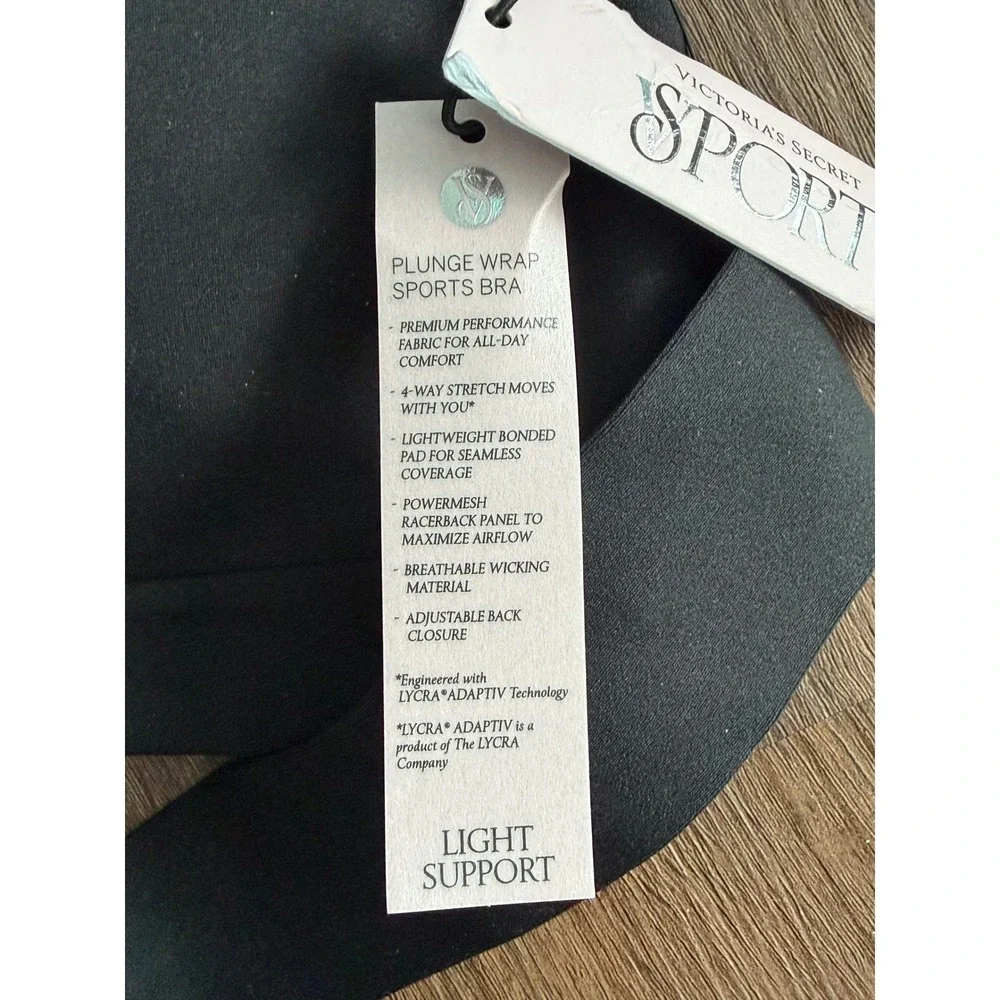 Victoria's Secret Sport Black Wrap Sports Bra Light Support XS Yoga Activewear